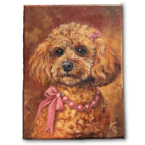 Hundeauslaufgebiet-Hundeporträt handgemalt nach Foto in Öl-Bild