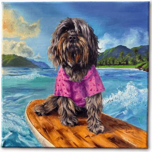 Hundeauslaufgebiet-Hundeporträt handgemalt nach Foto in Öl-Bild