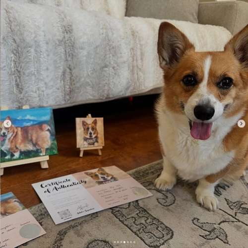 Hundeauslaufgebiet-Hundeporträt handgemalt nach Foto in Öl-Bild