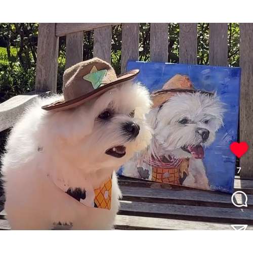 Hundeauslaufgebiet-Hundeporträt handgemalt nach Foto in Öl-Bild