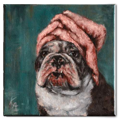 Hundeauslaufgebiet-Hundeporträt handgemalt nach Foto in Öl-Bild