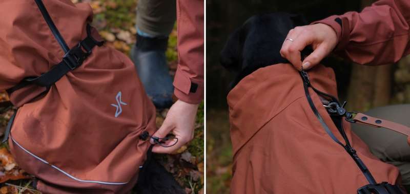 Sali und Julia von Dogorama mit RevolutionRace Silence Proshell 3L Jacket - Details