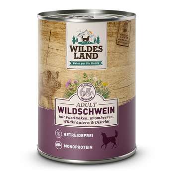 tests-Wildes Land Wildschwein mit Pastinake, Brombeeren, Wildkräutern und Distelöl | Classic Adult-Bild