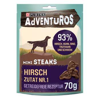 tests-AdVENTuROS Mini Steaks Hundeleckerli getreidefrei mit Hirsch-Bild