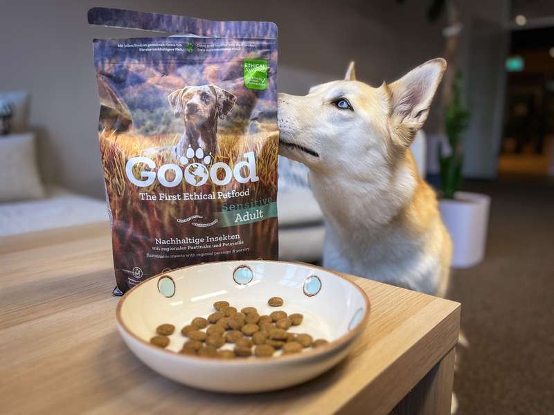 Kaya neben dem Trockenfutter von Goood