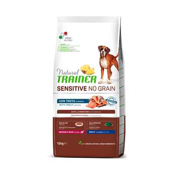 tests-Natural Trainer Sensitive No Grain Adult Med/Maxi mit Forelle & Kartoffeln-Bild