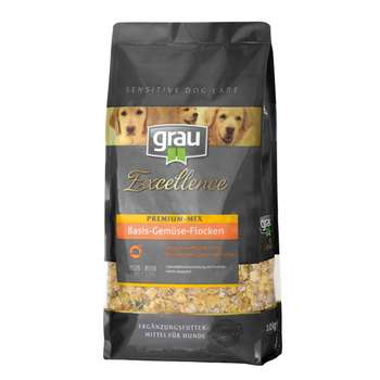 tests-Grau Excellence Hunde-Trockenfutter Premium-Mix Basis-Gemüse-Flocken-Bild