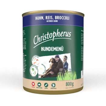 tests-Christopherus Hundemenü Senior mit Huhn, Reis und Broccoli-Bild