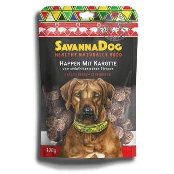 tests-SavannaDog vom südafrikanischen Strauß Happen mit Karotte-Bild