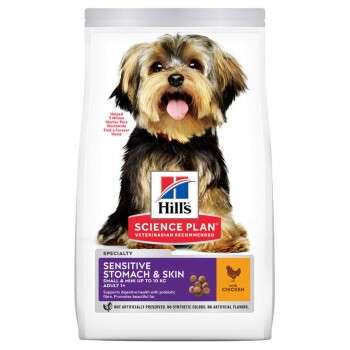 tests-Hills Hill's Science Plan Small & Miniature Adult 1+ Sensitives Stomach & Skin, Huhn-Bild