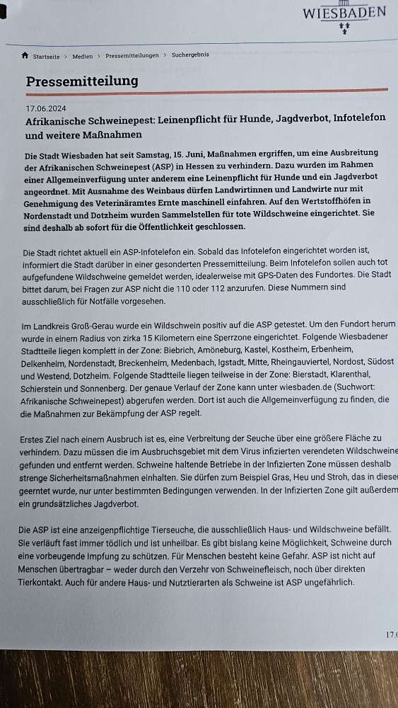 Giftköder-Leinenpflicht ab sofort in Wiesbaden-Profilbild