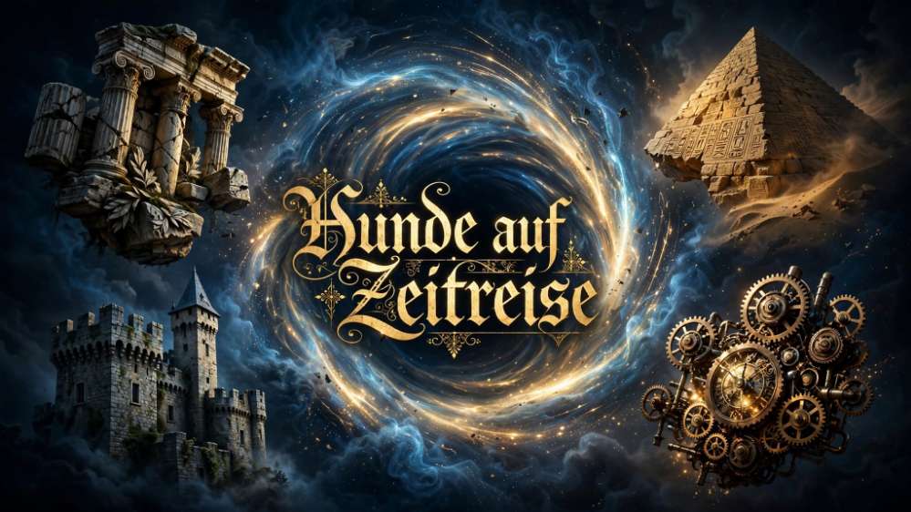 1. KI Wettbewerb " Hunde auf Zeitreise " Banner