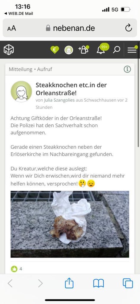 Giftköder-Hähnchenknochen ausgelegt.-Profilbild