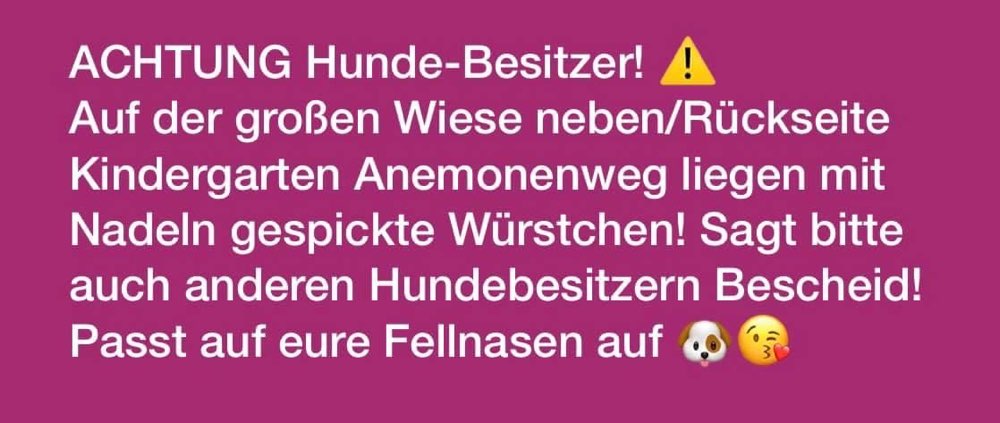 Giftköder-Bespickte Würstchen gefunden!-Profilbild