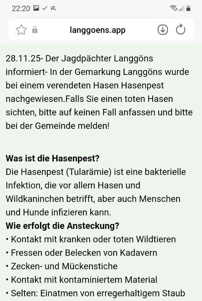 Giftköder-Hasenpest in der Gemarkung Langgönd-Profilbild