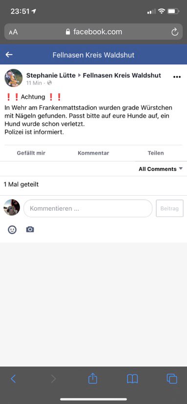 Giftköder-Würstchen mit Nägeln in Wehr (Baden)-Profilbild