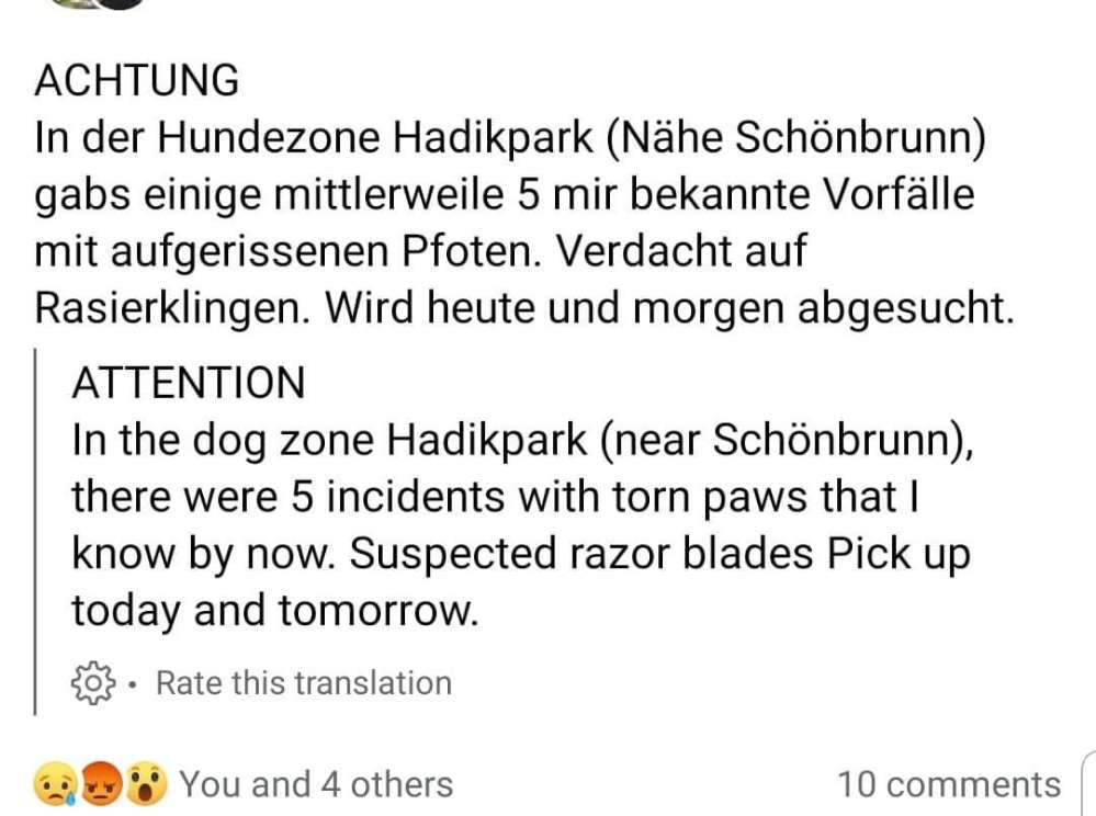 Giftköder-Rasierklingen in Hadikpark-Profilbild