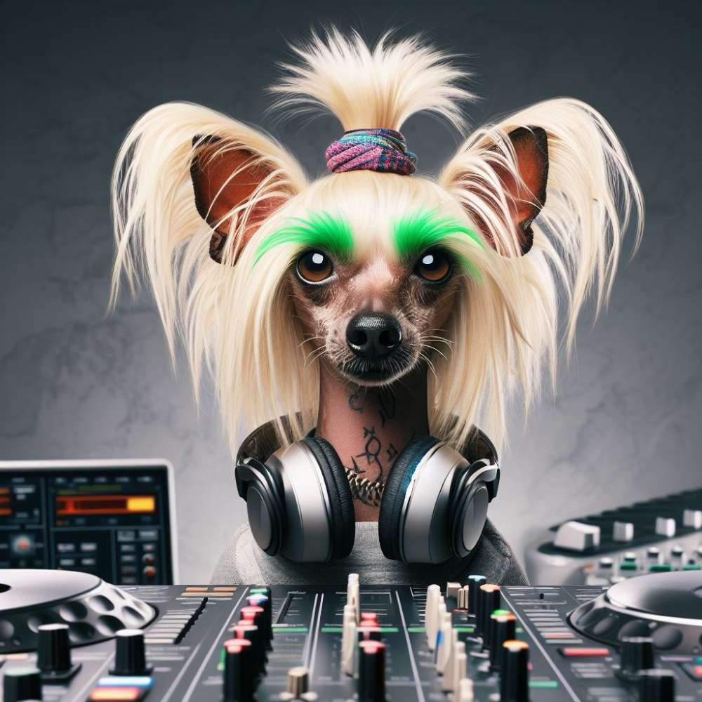 KI Dein Hund ist ein Rockstar- Techno und House Banner