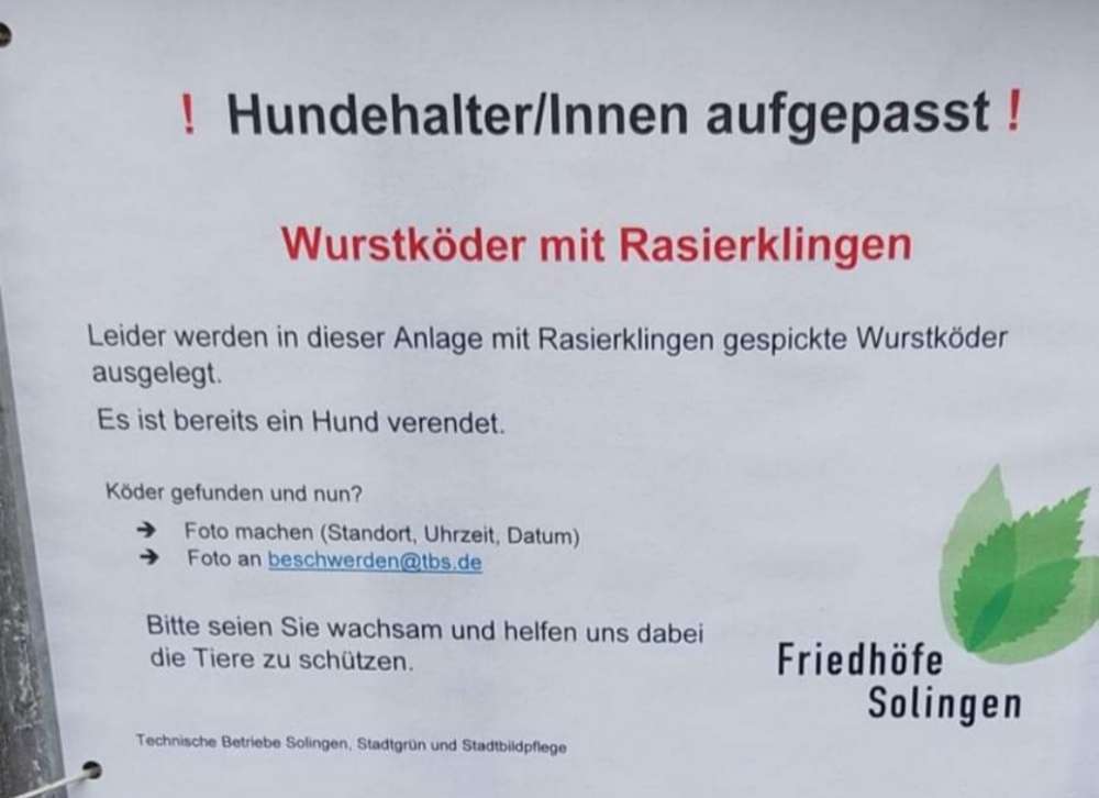 Giftköder-Rasierklingen in Wurst / Friedhof Ohligs-Profilbild