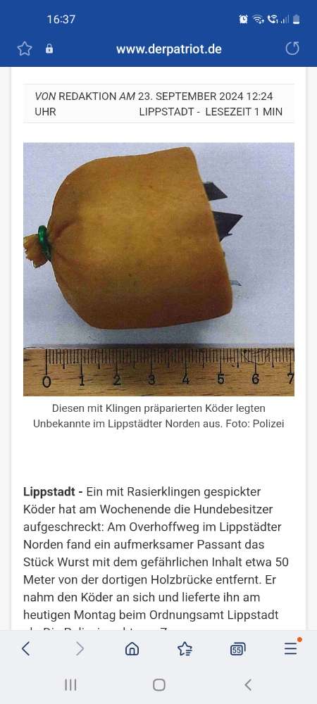 Giftköder-Wurst mit Rasierklingen-Profilbild