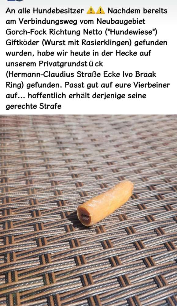 Giftköder-Wurststück mit Rasierklinge-Profilbild