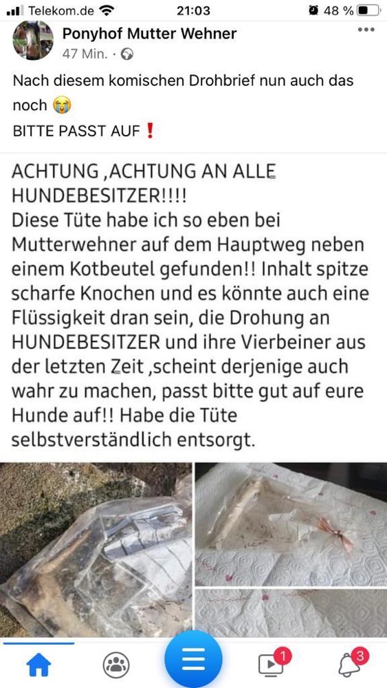 Giftköder-Nach dem Drohbrief jetzt eine Tüte-Profilbild