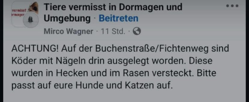 Giftköder-Köder mit Nägeln! Buchenstr/Fichtenweg-Profilbild