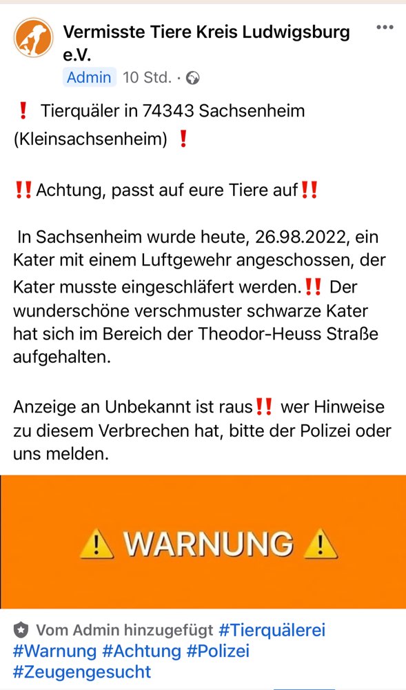 Giftköder-Schüsse auf Kater-Profilbild