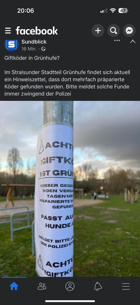 Giftköder-Hinweiszettel  ,,Giftköder" in Grünhufe-Profilbild