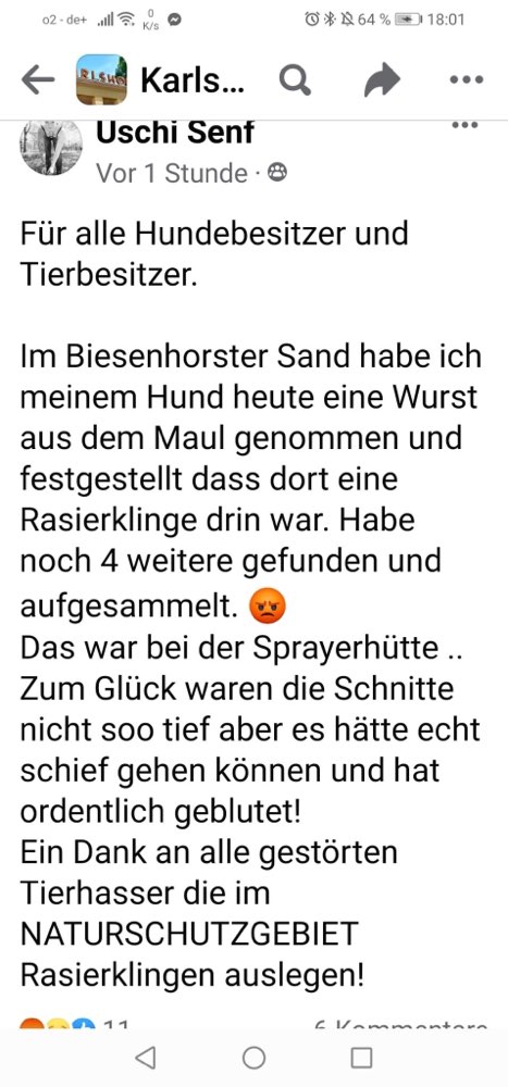 Giftköder-Würstchen mit Rasierklingen-Profilbild