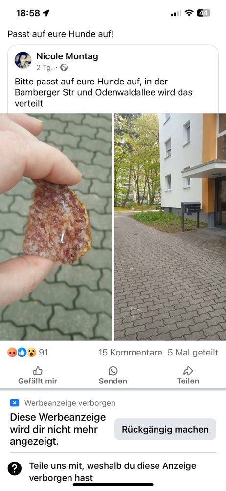 Giftköder-Köder mit Nägeln in Salami-Profilbild