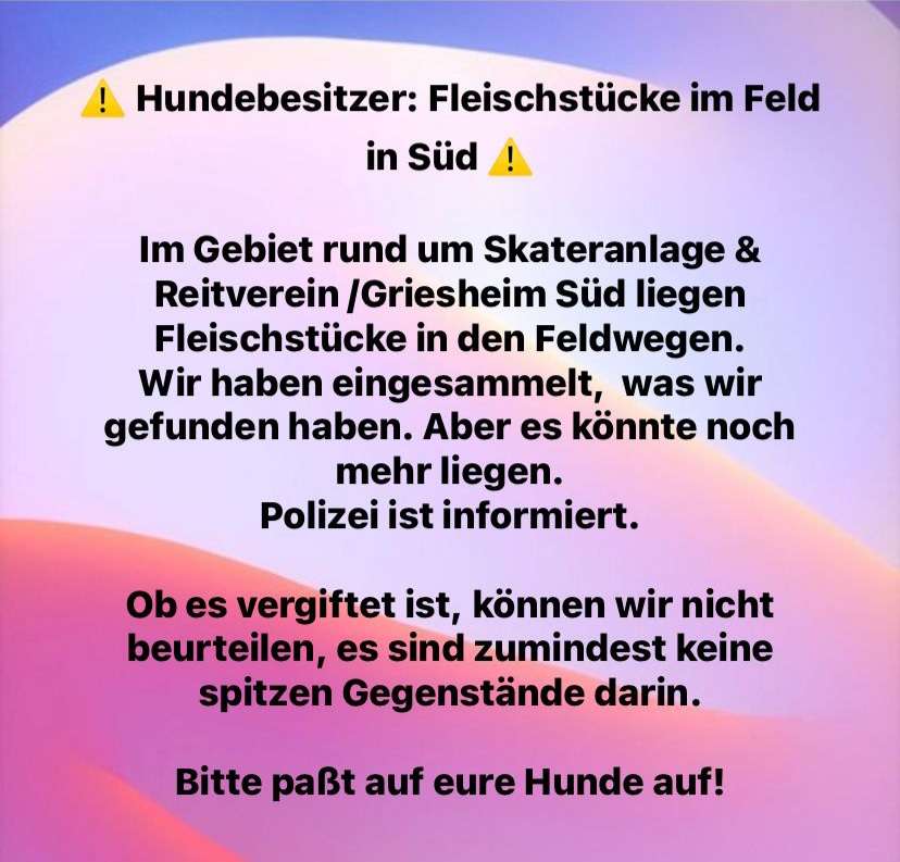 Giftköder-Fleischstücke im Feld Griesheim-Profilbild