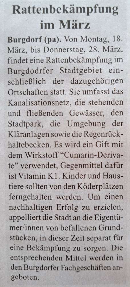 Giftköder-Rattenbekämpfung vom 18. bis 28. März-Profilbild