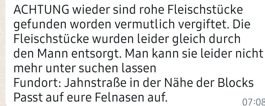 Giftköder-Rohe Fleischstücke in der Jahnstraße-Profilbild