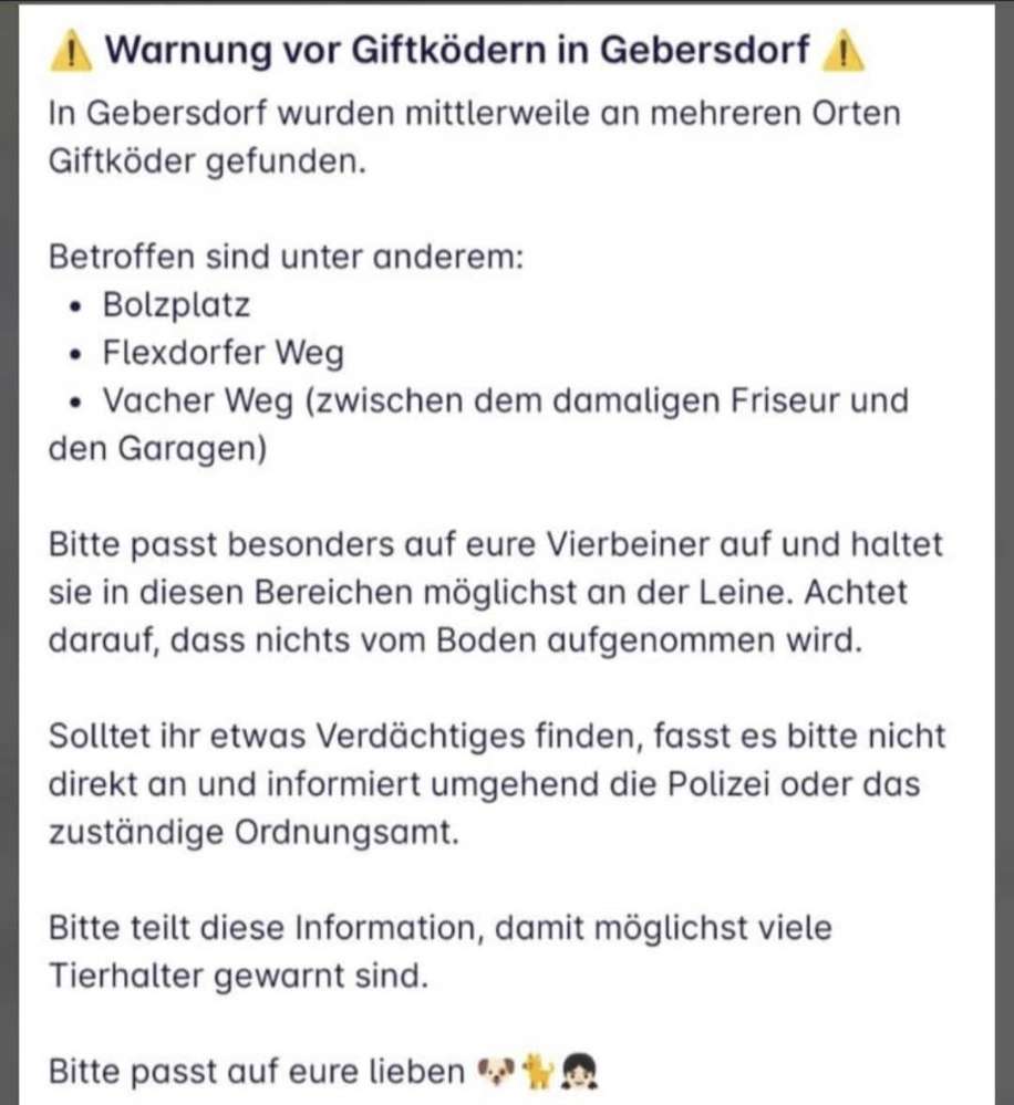 Giftköder-Warnung vor Giftködern-Profilbild