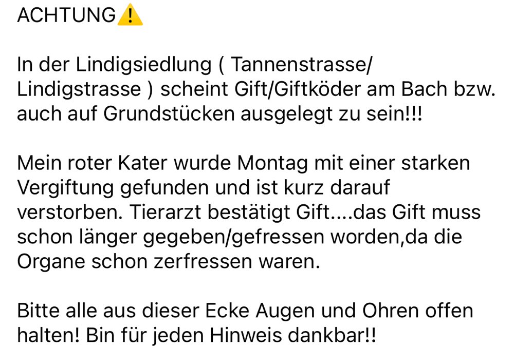 Giftköder-Vermutlich Gift in der Lindigsiedlung-Profilbild