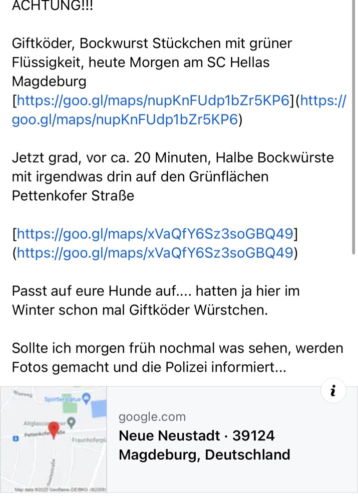 Giftköder-Vermehrt präparierte Wurst in Magdeburg-Profilbild