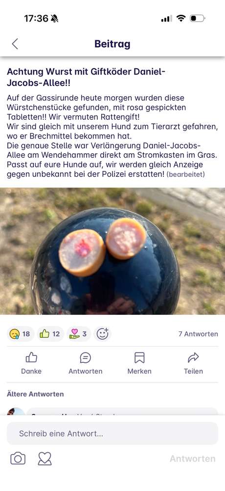 Giftköder-Wurststücke mit vermutlich Rattengift-Profilbild