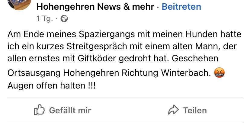 Giftköder-Mann droht mit Giftköder-Profilbild