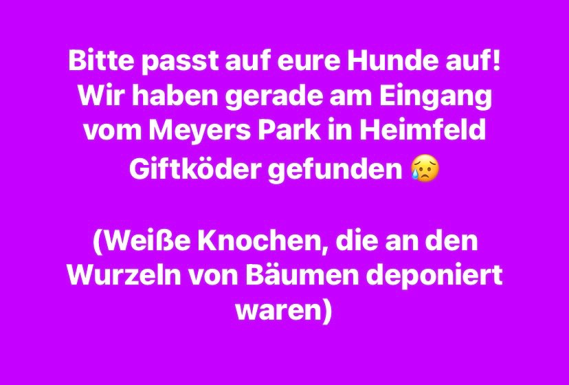 Giftköder-Giftköderwarnung Hundewald Meyers Park-Profilbild