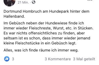 Giftköder-Fleischstücke im Gebüsch am Hundepark-Profilbild