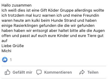 Giftköder-Rasierklingen am Hundestrand-Profilbild