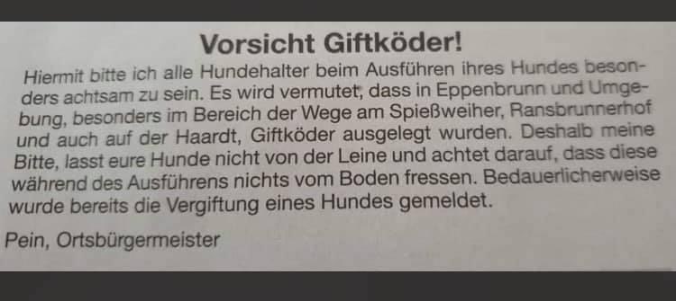 Giftköder-Vermutlich Giftköder bei Eppenbrunn-Profilbild
