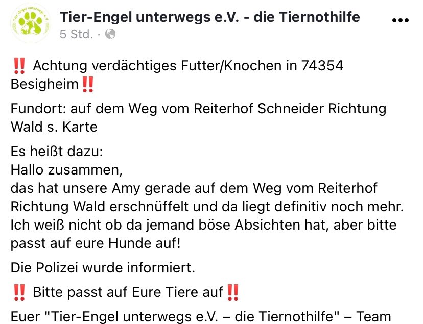 Giftköder-Achtung verdächtiges Futter/Knochen-Profilbild