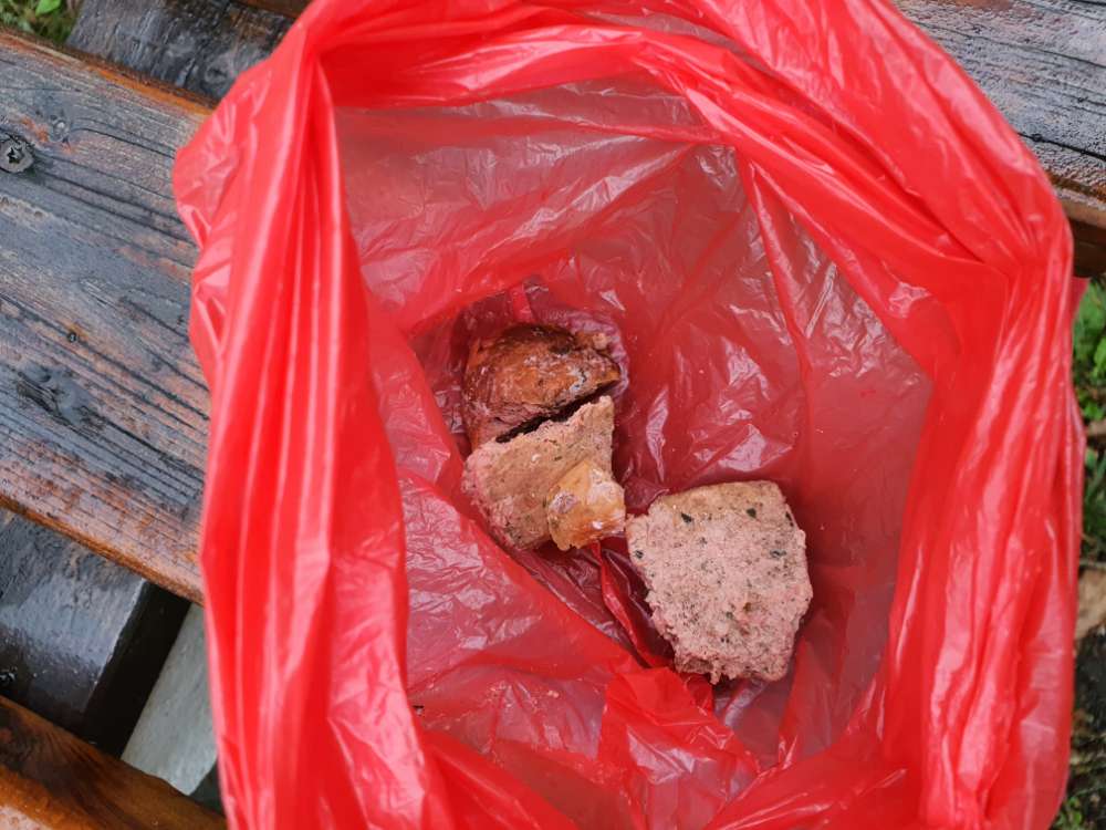 Giftköder-Leberwurststücke auf Gehweg-Profilbild