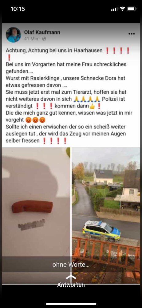 Giftköder-Wurst mit Rasierklingen-Profilbild