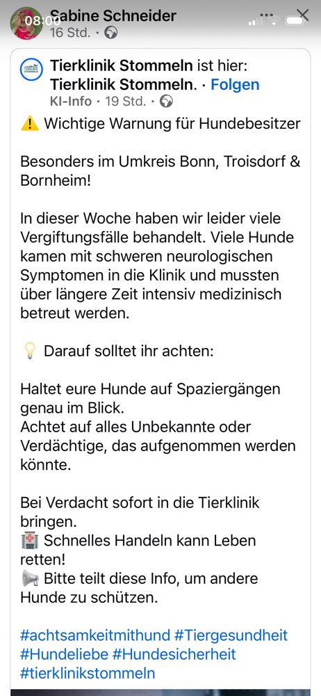 Giftköder-Giftköder! Vermehrt Hunde in Klinik-Profilbild