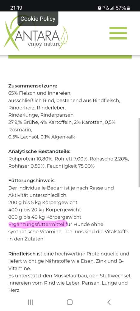 Hundefutter Xantara  Ernhrung  Hundeforum von Dogorama  Dogorama App