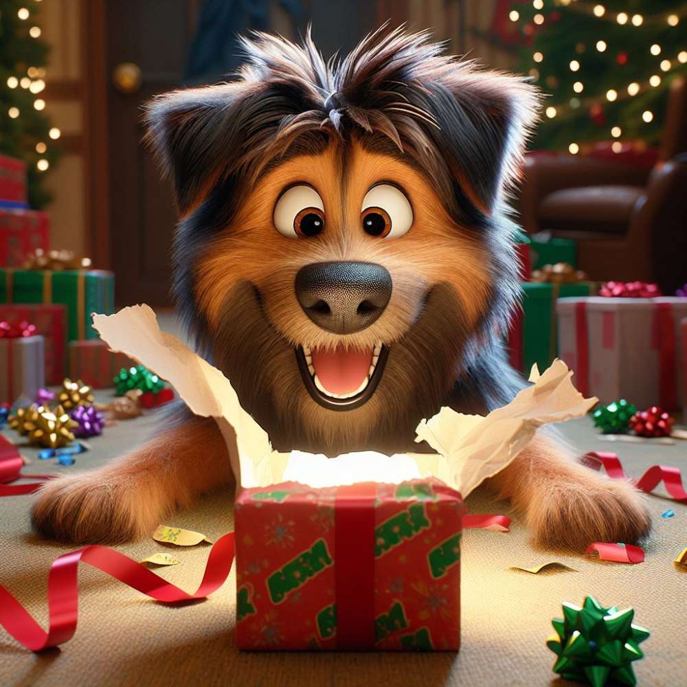 KI Wettbewerb Nr. 42: dein Hund und... sein Geschenk (wie er sich darüber freut) Banner