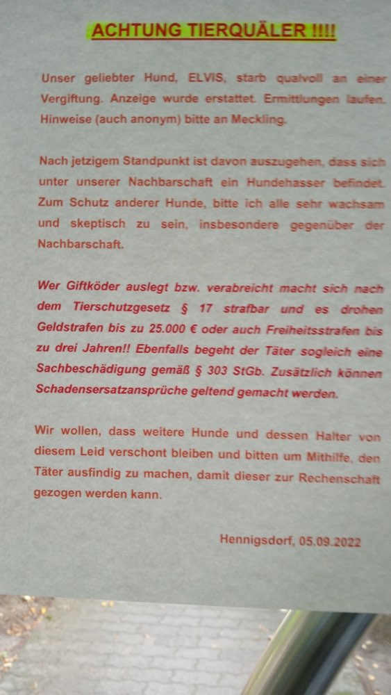 Giftköder-Tod eines Hundes - vermutlich vergiftet-Profilbild